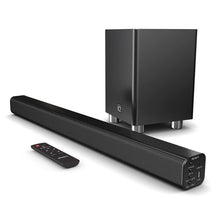 Load image into Gallery viewer, MAJORITY K2 Sound Bar with Subwoofer | 150W Powerful Stereo 2.1 Channel Sound Bar for TV | Home Theatre 3D Surround Sound I HDMI ARC, Bluetooth, Optical &amp; RCA Connection I USB &amp; AUX Playback | Black
