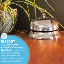 Load image into Gallery viewer, Reception Desk Bell Stainless Steel, Classic Silver Design, Loud & Clear Ringing for Hotels, Offices, Restaurants, and Front Desks