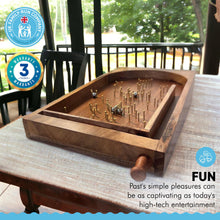 Load image into Gallery viewer, Classic vintage style TABLETOP PINBALL BAGATELLE GAME | 34cm x 20cm | Spring plunger | Brass pins and steel balls | Shesham Rose wood board ! vintage traditional pub game