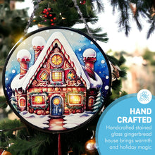 Load image into Gallery viewer, 6-Inch Stained Glass Suncatcher - Gingerbread House Design for Windows, Holiday Decor, and Gifts