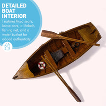 Load image into Gallery viewer, Rowing Skiff Ornament in varnished wood, Classic Rowing Skiff Ornament, Boating Gift