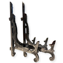 Load image into Gallery viewer, Pair of Large 10 inch Metal Easel Antique Nickel Finish | Plate holder | Display stand | Metal Frame Holders for Photo Pictures Decorative Plate Dish | 25cm (H) x 15cm  (Deep) | Picture Easel |Wedding tables