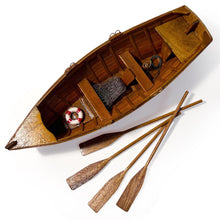 Load image into Gallery viewer, Rowing Skiff Ornament in varnished wood, Classic Rowing Skiff Ornament, Boating Gift