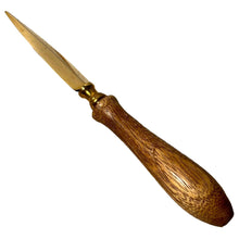 Load image into Gallery viewer, Wooden Handle Letter Opener | Brass-Plated Split File | Envelope Opener for School, Home, and Office Use
