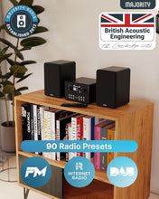 Load image into Gallery viewer, Refurbished Majority 𝗛𝗢𝗠𝗘𝗥𝗧𝗢𝗡 𝗛𝗜𝗙𝗜 𝗦𝗧𝗘𝗥𝗘𝗢 𝗦𝗬𝗦𝗧𝗘𝗠 | DAB/DAB+ Digital Radio, FM, CD Player, Internet Radio, Bluetooth 5.3, WiFi Dual Band, USB Playback, Spotify Connect, Remote Control & Dual Speakers