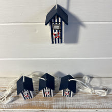 Load image into Gallery viewer, Set of 4 Dark Blue beach hut light pulls | Nautical Theme Wooden Beach Hut Cord Pull Light Pulls