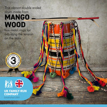 Load image into Gallery viewer, PUNJABI BHANGRA DOHL 30cm Tall Drum | Mango Wood | Percussion | Integrated Shoulder Rope Strap
