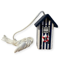 Load image into Gallery viewer, Dark Blue beach hut light pull | Nautical Theme Wooden Beach Hut Cord Pull Light Pulls