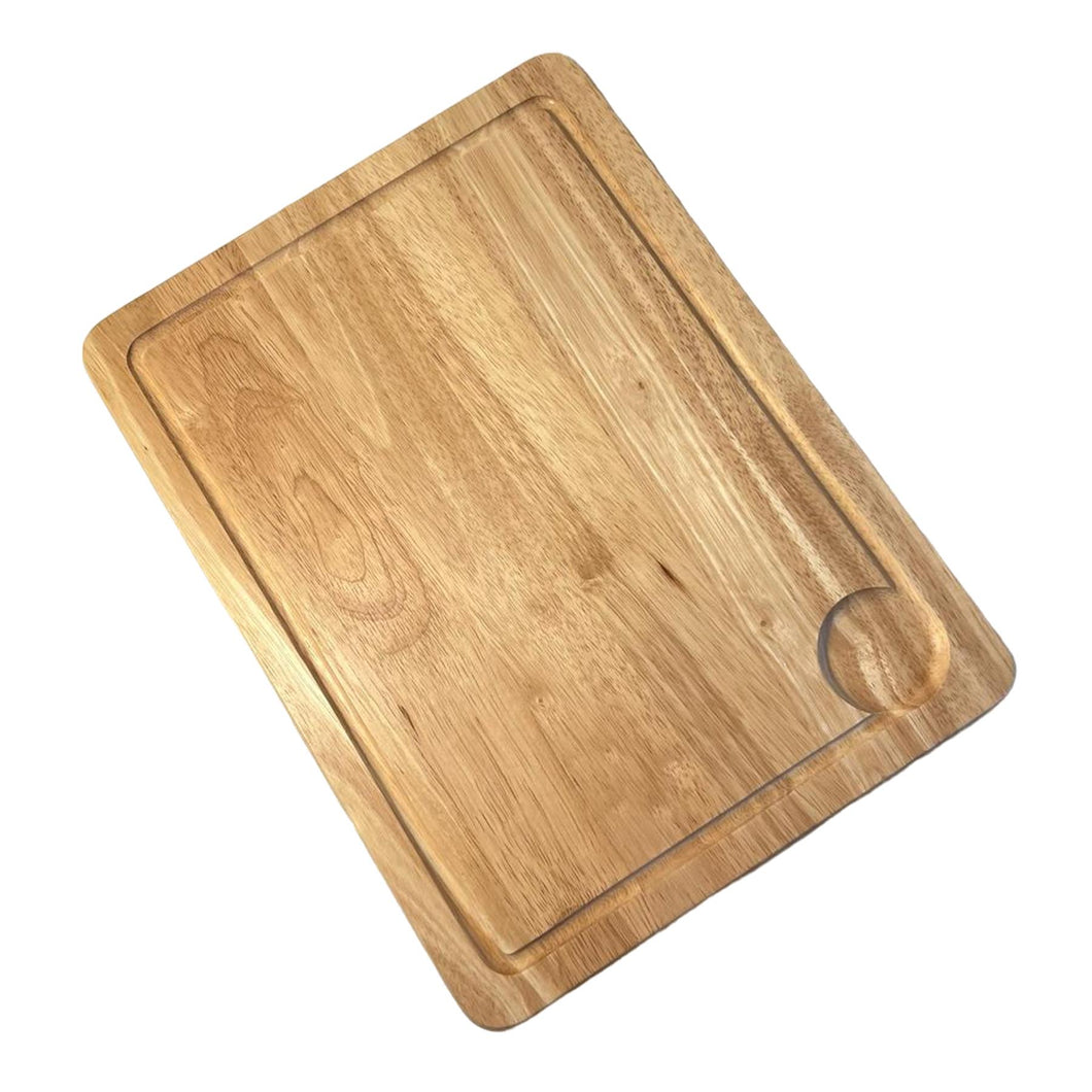 LARGE HEVEA WOOD CHOPPING BOARD | Cutting board | Meat board | Kitchen essential | Wooden bread board | Charcuterie board | Serving platter | Solid wood chopping board | 40cm (L) x 30cm (W)
