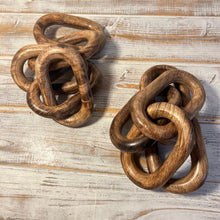 Load image into Gallery viewer, Set of Two Rustic Wooden 5-Link Chain Ornaments for Home Decor, Ideal for Living Room, Shelf, and Coffee Table Decoration