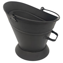 Load image into Gallery viewer, 𝗪𝗔𝗧𝗘𝗥𝗟𝗢𝗢 𝗦𝗧𝗬𝗟𝗘 𝗕𝗟𝗔𝗖𝗞 𝗠𝗔𝗧𝗧 𝗙𝗜𝗡𝗜𝗦𝗛 𝗖𝗢𝗔𝗟 & 𝗔𝗦𝗛 𝗕𝗨𝗖𝗞𝗘𝗧 𝟭𝟲” | H35cm x Dia28cm | Heat-Resistant Metal Bucket for Fireplace | Log Burner or Stove | 𝗙𝗜𝗥𝗘𝗦𝗜𝗗𝗘 Accessory for Ash, Coal & Log Storage