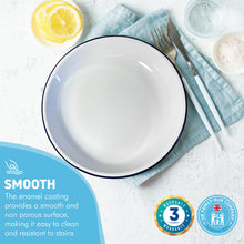 Load image into Gallery viewer, 22CM WHITE ENAMEL DINNER PLATE | Pasta and Rice plate | Enamel plate | Single plate | Traditional dinner plate | Kitchen plate for pies, sides and dinner | 22cm diameter with 4cm depth