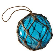 Load image into Gallery viewer, Turquoise Glass Fishing Buoy Tiki Bar Light with LED Lights, Nautical-Style Ornament for Home Decor