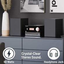 Load image into Gallery viewer, Majority Oakcastle HIFI200 CD PLAYER WITH BLUETOOTH AND DAB+ RADIO | Built-in 60 Watt 2.0 Speakers, Compact Hifi Stereo System | AUX, MP3, Custom EQ, Remote Control, USB