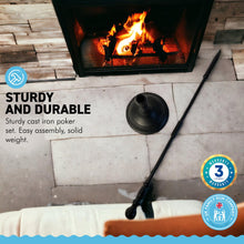 Load image into Gallery viewer, Traditional HAND FORGED CAST IRON FIRE POKER with STAND | 50cm long | poker for fire | fireplace poker |poker for wood burner | coal fire poker | fire poker set