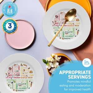 Pair of Colourful melamine PORTION CONTROL PLATE for Adults to Encourage Healthy Eating, Melamine Diet Plate Visually Divided for Slimming and Weight Loss | 100% Certified Food-Safe & BPA-Free Melamine