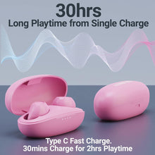 Load image into Gallery viewer, Majority Biodegradable WIRELESS EARBUDS, Bluetooth Earphones 5.3, 30H Playtime | Eco-Friendly Ear Buds With Fast Charging Case, Stereo Sound, Built-In Mic | In-Ear Headphones, Tru Bio | Pink
