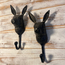 Load image into Gallery viewer, Pair of Sturdy Wall-Mounted Cast Iron Rabbit Head Hook Hanger for Hats, Coats, Clothes - Ideal for Kitchen, Bathroom, Bedroom, Office