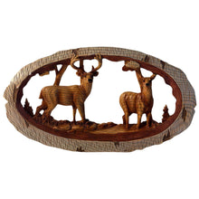 Load image into Gallery viewer, 𝗪𝗢𝗢𝗗𝗘𝗡 𝗘𝗙𝗙𝗘𝗖𝗧 𝗦𝗧𝗔𝗚 & 𝗗𝗢𝗘 𝗢𝗥𝗡𝗔𝗠𝗘𝗡𝗧 – Hand-Carved Style Deer Figurine, Rustic Woodland Animal Decor for Home, Cabin, or Lodge