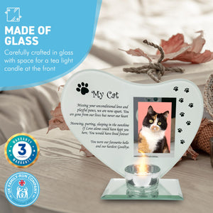 My Cat Smile glass memorial candle holder and photo frame | Grief sympathy gift for cat owners | memorial plaques for pets | cat frame memorial | remembrance for cat | cat candle holder