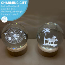 Load image into Gallery viewer, Set of Two 3D Crystal Ball Night Light USB Lamp with Galaxy and Elephant designs, elegant modern illumination for any room