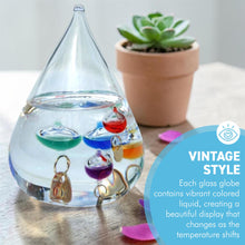 Load image into Gallery viewer, Stunning Teardrop Galileo Thermometer – A Timeless Blend of Science & Style