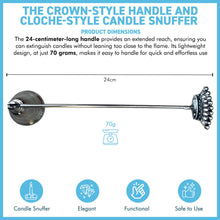 Load image into Gallery viewer, Crown Nickel Plated Candle Extinguisher with long handle, safely snuffs out candles