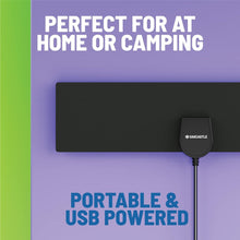 Load image into Gallery viewer, Freeview Digital Indoor & Outdoor TV Aerial I Signal Booster for 50 mile range | Oakcastle FV200 | HD 1080P I Long 11.5ft cable I USB Power I Window Sticker Attachment I Portable & Lightweight