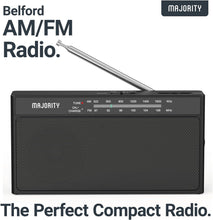 Load image into Gallery viewer, Rechargeable FM/AM Pocket Radio | Compact Portable Radio with 10 Hours of Playback, USB Charging and Headphone Jack | Majority Belford Go FM and AM Radio | Clear Sound Quality and Excellent Reception