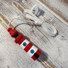 Load image into Gallery viewer, Red and white Lighthouse light pull | Nautical Theme Wooden Lighthouse Cord Pull Light Pull