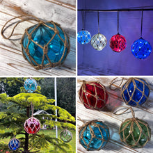 Load image into Gallery viewer, Set of 4 Glass Fishing Buoys Tiki Bar Lights with LED Lights, Nautical-Style Ornaments for Home Decor