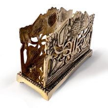 Load image into Gallery viewer, Art Nouveau Style Polished Brass Sunflower Letter Rack – Decorative Notelet & Letter Holder for Home or Office