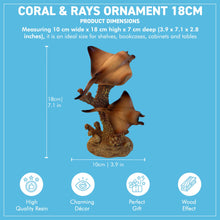Load image into Gallery viewer, Natural Wood Effect Coral & Rays Decorative Ornament – Coastal Home Décor 18cm