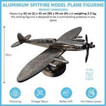 Load image into Gallery viewer, Cast Aluminium Spitfire Model Plane display model on stand with distressed silver finish
