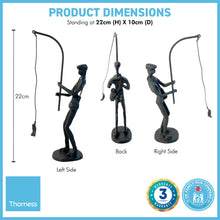 Load image into Gallery viewer, METAL FISHERMAN FIGURINE ORNAMENT | Fishermen | Fisherman Statue |Fishing Gift | Contemporary Ornament | Angler | Modern Minimalist sculpture