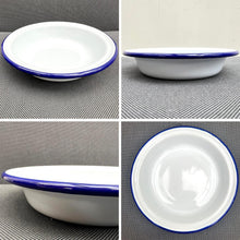 Load image into Gallery viewer, Traditional White Enamel Pie Dish, Baking Tin for Pudding, Steak, and More (16cm diameter x 3cm depth) Oven-Safe Bakeware