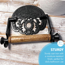 Load image into Gallery viewer, Elegant Black 'Crown' Iron Toilet Roll Holder – Decorative, Durable, and Stylish Bathroom Accessory