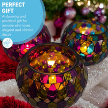 Load image into Gallery viewer, Set of 3 Handmade Mosaic Glass Tea Light Candle Holders, Elegant decor for any occasion