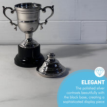 Load image into Gallery viewer, Silver Trophy Cup with lid 17cm - Ideal Award for achievements & celebrations