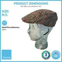 Load image into Gallery viewer, Unisex 58cm M/L TWEED Flat Cap |Mixed Wool Polyester Green Tweed Country Cap | Tweed Hat | Peaked Cap | Black Quilted Lining