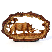 Load image into Gallery viewer, SOLITARY RHINO IN WOOD EFFECT RESIN  |Ornaments for The Home | Home Accessories | Animal Lover Gift Birthday Friendship Gifts | Wildlife Lover Gift| Ornaments | Rhinoceros