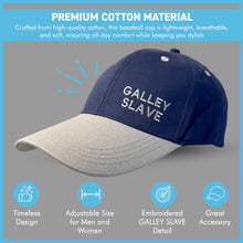 Load image into Gallery viewer, Galley Slave Adjustable Navy Blue Baseball Cap, classic unisex cotton hat for casual, sports & outdoor wear