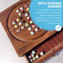 Load image into Gallery viewer, Wooden Solitaire with Drawer for Old glory Marbles | Travel Games | Strategic & Traditional Games | Perfect for Adults & Family Fun
