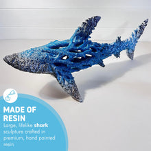 Load image into Gallery viewer, Hand-Painted Large Shark Ornament, 48cm Wide - Cast Resin Nautical Decor Gift for Ocean Lovers