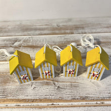 Load image into Gallery viewer, Set of 4 Yellow beach hut light pulls | Nautical Theme Wooden Beach Hut Cord Pull Light Pulls