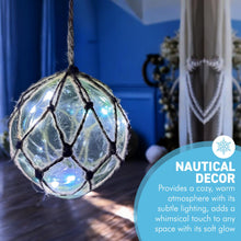 Load image into Gallery viewer, Green Glass Fishing Buoy Tiki Bar Light with LED Lights, Nautical-Style Ornament for Home Decor