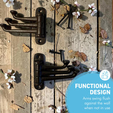 Load image into Gallery viewer, Pack of two cast Iron Swivel Coat Hooks Black 3-Hinge Wall Door Hooks