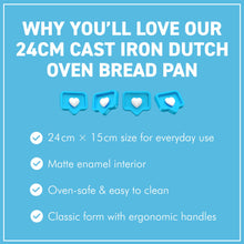 Load image into Gallery viewer, 24cm Cast Iron 𝗗𝗨𝗧𝗖𝗛 𝗢𝗩𝗘𝗡 𝗕𝗥𝗘𝗔𝗗 𝗣𝗔𝗡 – Matte Black, Ideal for Artisan & Sourdough Bread