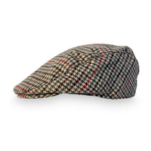 Load image into Gallery viewer, Unisex 58cm M/L TWEED Flat Cap |Mixed Wool Polyester Green Tweed Country Cap | Tweed Hat | Peaked Cap | Black Quilted Lining