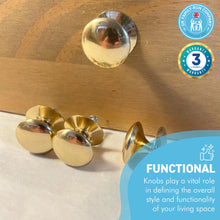 Load image into Gallery viewer, Cherema Brass Knob | Set of 4 door knobs | Brass cupboard knobs | Cabinet hardware | Antique brass cupboard handles | Cupboard door handles | 30mm